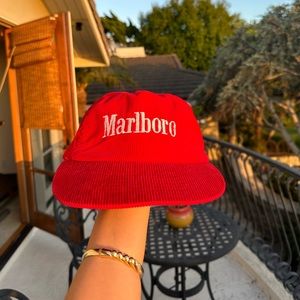 Vintage red corduroy Marlboro hat
